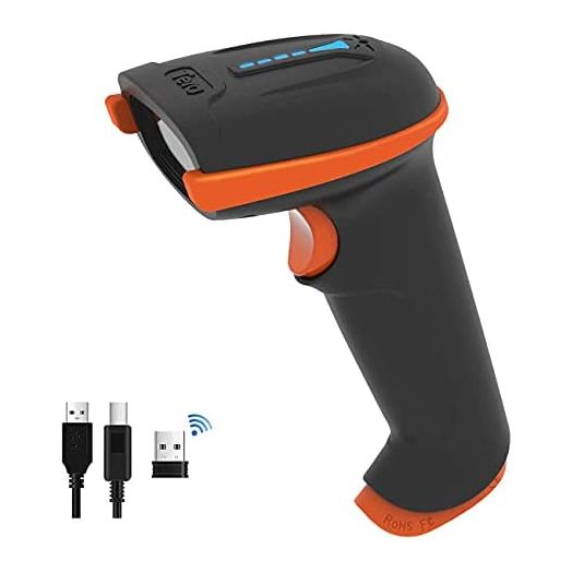 Tera Barcode Scanner Wireless 1D Laser Cordless Barcode Reader with Battery Level Indicator, Versatile 2 in 1 2.4Ghz Wireless and USB 2.0 Wired