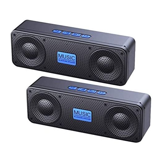 2Pack Bluetooth Speaker,3D Hi-Fi Bass Portable Wireless Bluetooth Speaker 5.0 with 12H Playtime,TWS Wireless Stereo Pairing,Microphone,Sound,Outdoors,FM Radio,Built-in Mic,TF,Aux,Travel Bass