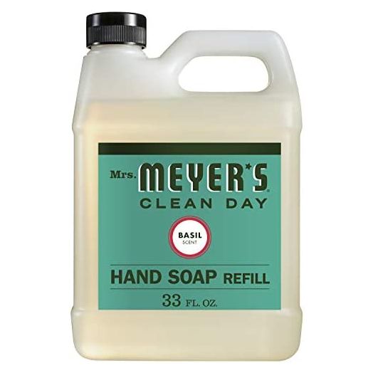 Mrs. Meyer's Hand Soap Refill, Made with Essential Oils, Biodegradable Formula, Basil, 33 fl. oz