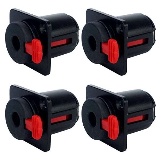 CESS 1/4" Jacks TS and TRS Panel Mount Jack Locking Style D Series Size - 1/4 Inch Female Stereo and Mono/TRS and TS Audio Socket - 6.35mm Stereo and Mono Socket (4 Pack)