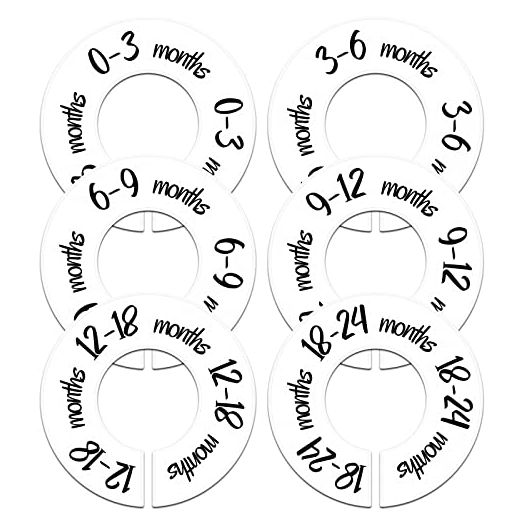 Pro Goleem Baby Closet Dividers Unisex Baby Closet Organizer for Nursery Baby Clothes Size Age Dividers Fits 1.5" Rod 6 PCS