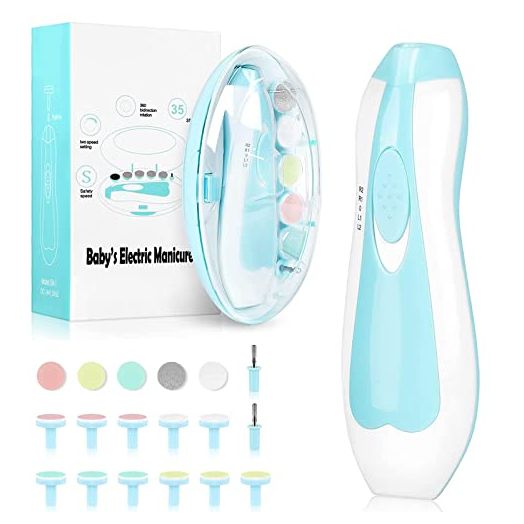 Baby Nail Trimmer Electric, Safe Baby Nail File Kit Manicure Set with Light, Baby Nail Clippers for Newborn Toddler or Adults