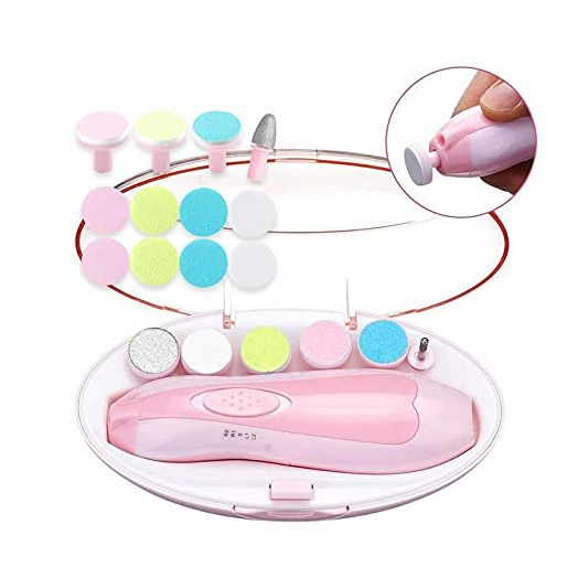 Qunlions life Electric Nail File Drill for Baby No Sharp Claws Hurt, 18 in 1 Safety Cutter Trimmer Clipper for Toes and Fingers (Pink Upgrade), Blue Upgrade