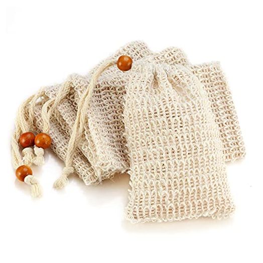 Soap Bag, Natural Sisal Soap Saver Bag Pouch Mesh Net Waste Plastic-free Exfoliating Foaming and Drying Soap Holder for Shower (4 Pack)