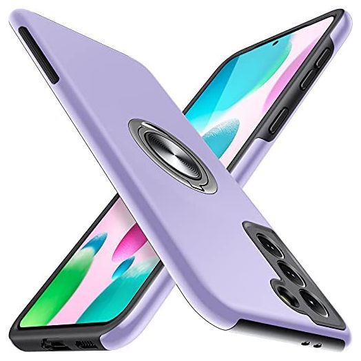 JAME Designed for Samsung Galaxy S21 Case (Not for S21 Plus & S21 Ultra), Slim Tough Rugged Shockproof Protective Case with Metal Ring Kickstand for Samsung Galaxy S21 6.2 Inch, Purple