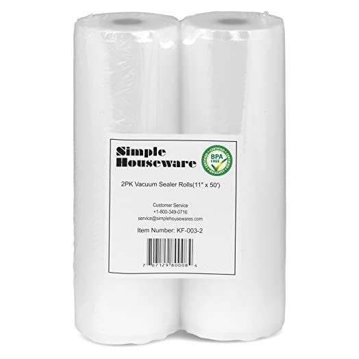 SimpleHouseware, 11" x 50 Feet Vacuum Sealer Bags (total 100 feet) (2 Pack)