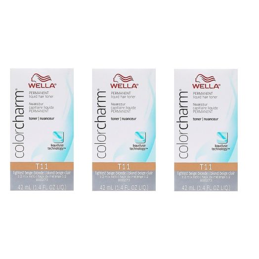 WELLA COLOR CHARM, HAIR COLOR Permanent Lightest Beige Blonde Toner (3 Pack) 3 x HC-T11