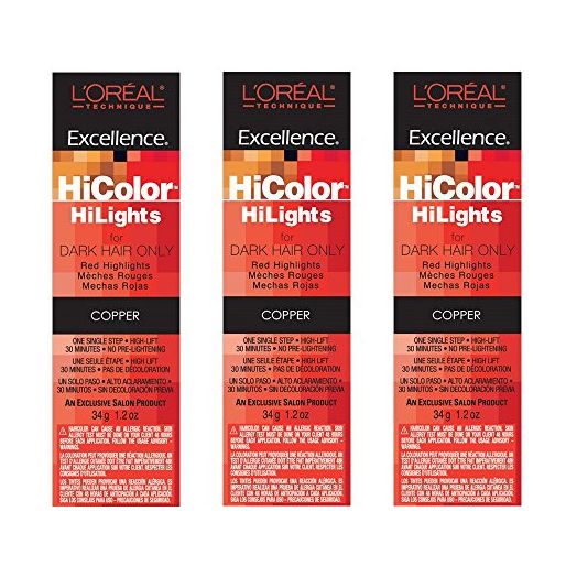 L'Oreal HiColor HiLights COPPER Permanent Hair Color Tint HC-05104 (3 Pack)