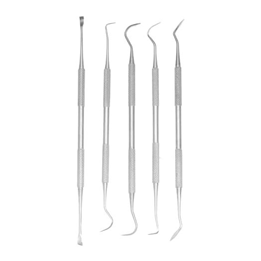 Yutoner Professional Dental Tools, Dog Dental Tooth Scaler and Scraper Stainless Steel Tartar Remover- 3, 4, 5, 6 Pack Stainless Steel Teeth Cleaning Tools for Dogs, Cats (5 Pack)