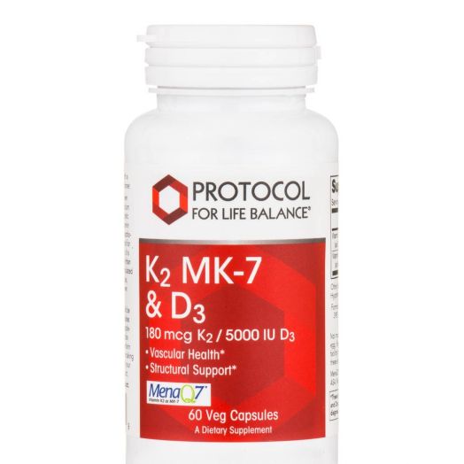 Protocol for Life Balance K2 MK-7 & D3 (180 mcg K2 / 5000 IU D3 ) - 60 Veg Capsules