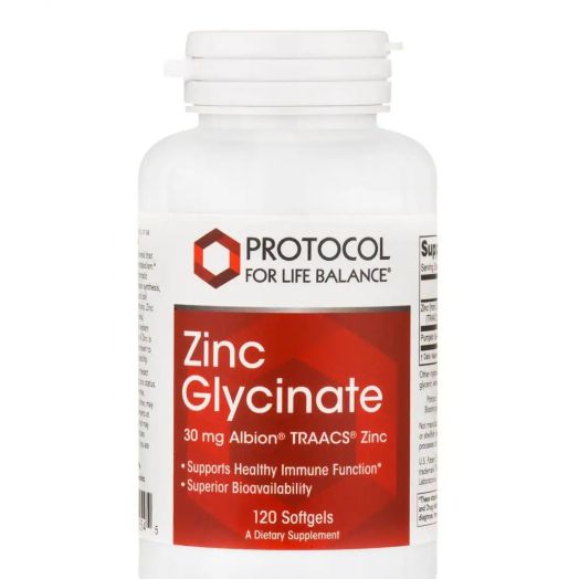 Protocol for Life Balance Zinc Glycinate (30 mg Albion TRAACS Zinc) - 120 Softgels