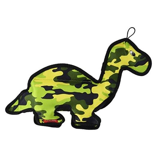 Pet Lou Durable Squeeze Me Plush Soft Squeaker Interactive Dog Chew Toy, squeaks, Floats, Washable, Ripped Resistant (16" Jungle Buddy Dinosaur), Multi (01905)