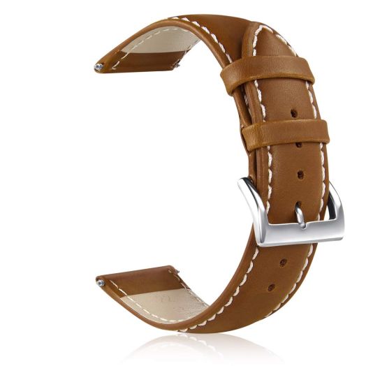 GinCoband Leather Watch Bands,Choice of Width 18mm 20mm 22mm,Genuine Leather Watch Replacementband Strap for Men Women (Camel Brown, 22mm)