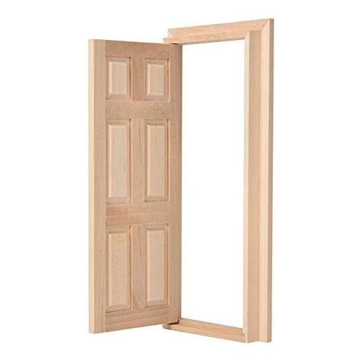1:12 Doll House Mini Wooden Door, DIY Hollow Wooden Door Set Simple Styling 1: 12 for Dollhouse Living Room for Your Interior Model