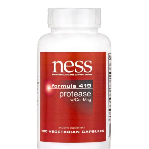 Ness Enzymes Protease with Cal-Mag (Formula 419) - 180 Vegetarian Capsules