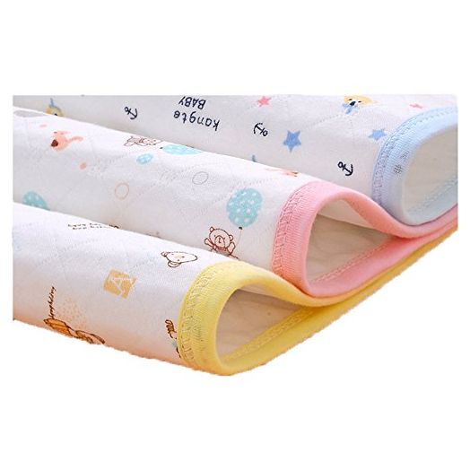3pcs Pack Monvecle Baby Infant Cotton Waterproof Changing Pads Washable Resuable Diapers Liners Mats (3 Colors Pack-28"x20")
