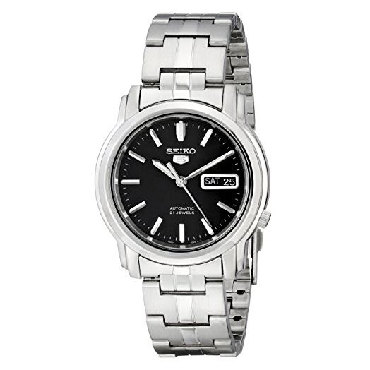 Seiko Men's SNKK71 Seiko 5 Automatic Stainless Steel Watch with Black Dial