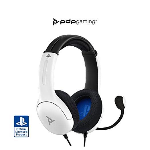PDP Gaming LVL40 Stereo Headset with Mic for PlayStation, PS4, PS5 - PC, iPad, Mac, Laptop Compatible - Noise Cancelling Microphone, Lightweight, Soft Comfort On Ear Headphones, 3.5mm jack - White
