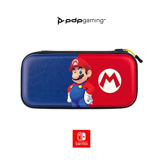 PDP Gaming Officially Licensed Switch Slim Deluxe Travel Case - Mario - Semi-Hardshell Protection - Protective PU Leather - Holds 14 Games & Console - Works with Switch OLED & Lite - Perfect for Kids