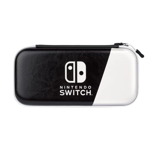 PDP Gaming Officially Licensed Switch Slim Deluxe Travel Case - OLED Edition - Hardshell Protection - Protective Vegan Leather - Black/White - Nintendo Switch