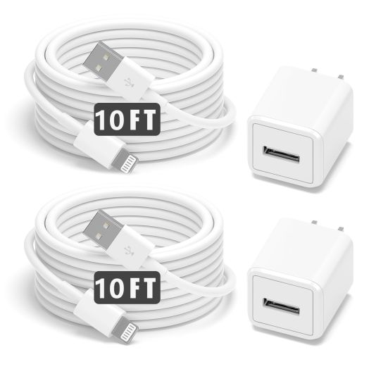 10FT Cube iPhone Charger [MFi Certified] 10FT Extra Long Lightning Cable Transfer Travel Adapter Compatible with iPhone SE 8 7 6 Plus 5S Xs X 11 12 13 14 Pro Max