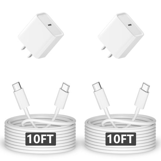 10FT iPad Pro 13(M4) Charger,2Pack 20W USB C PD Fast iPad Charger Block with USBC to USBC Cable Cord for iPad Pro 13/12.9/11 inch 2024/2022/2021/2020,iPad Air 13/11inch 5th/4th,iPad Mini 6,iPad 10th