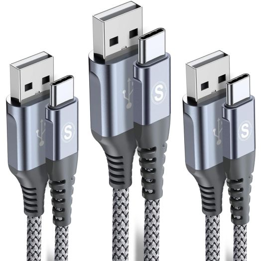 sweguard USB Type C Charger Cable [3-Pack,10ft+6.6ft+3.3ft] iPhone 15 Charger Nylon Braided Cord for iPhone 15 Pro Max Samsung Galaxy S23 S22 S21 S20 S10 S9 Note 20 10 Flip A53 A54 Pixel LG Moto PS5