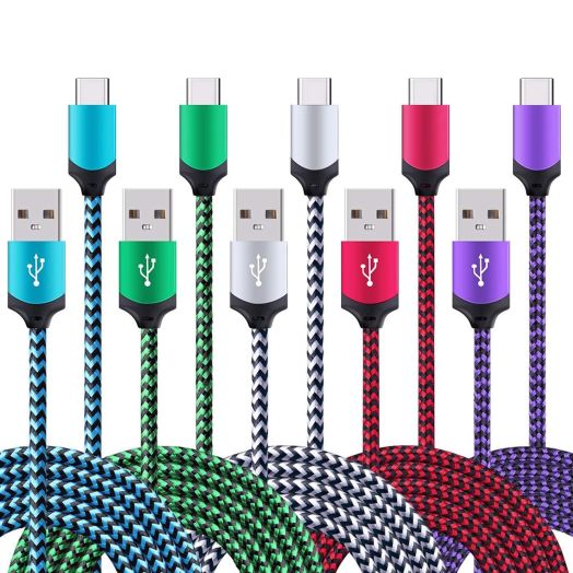 5Pack 6ft Fast USB Type C Cable Phone Charger Cord for Samsung Galaxy S24 S23 S22 S21 S20 FE Ultra S10 S10+ S9 S8 Plus Note 20 Ultra 10 9 8 A51 A71 A53 A14 5G, LG G5 G6 G7 G8 V60 LG Stylo 4/5/6