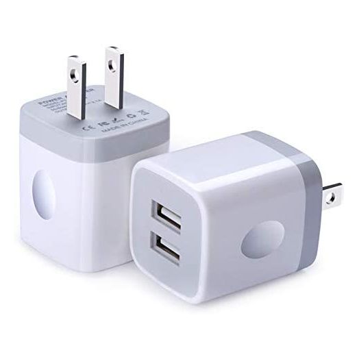 USB Wall Charger, FiveBox 2Pack Dual Port 2.1Amp Fast Wall Charger Brick Base Adapter Charging Block Charger Cube Plug Charger Box for iPhone 13 12 11 Pro X 6 6S 7 8 Plus, iPad, Samsung, Android, LG