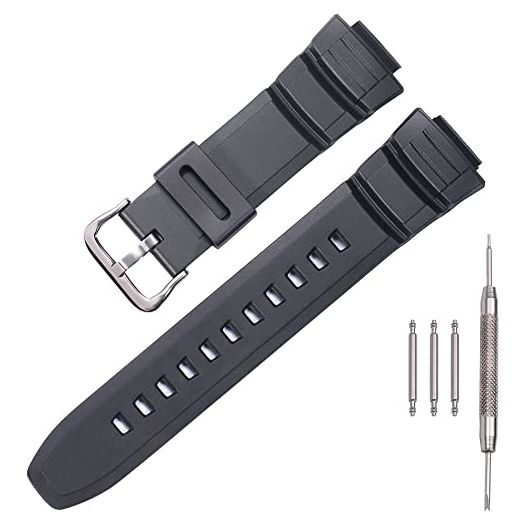MCXGL Men's Sports Resin strap Replacement for Caiso mcw100h-4av MCW100h MCW-110H HDD-S100 W-S220 watch band (Stainless steel silver buckle)