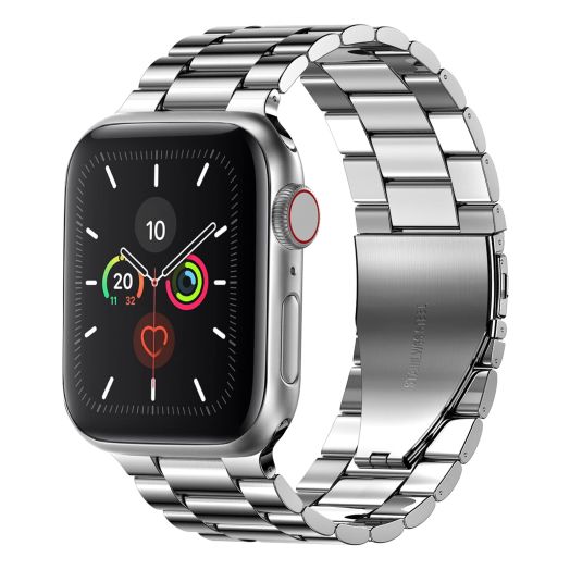 Fitlink Stainless Steel Apple Watch Band for Apple Watch 49mm 45mm 44mm 42mm 41mm 40mm 38mm, Waterproof iWatch Band for iWatch Series 9 8 7 6 5 4 3 2 1 SE Ultra for Women Men(Silver, 42/44/45/49mm)