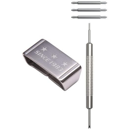 WRISTARMOR stainless steel strap keeper holder loop Compatible with Casio g-shock series watch band metal retainer fastener Activity ring buckle bezel - 22mm Silver