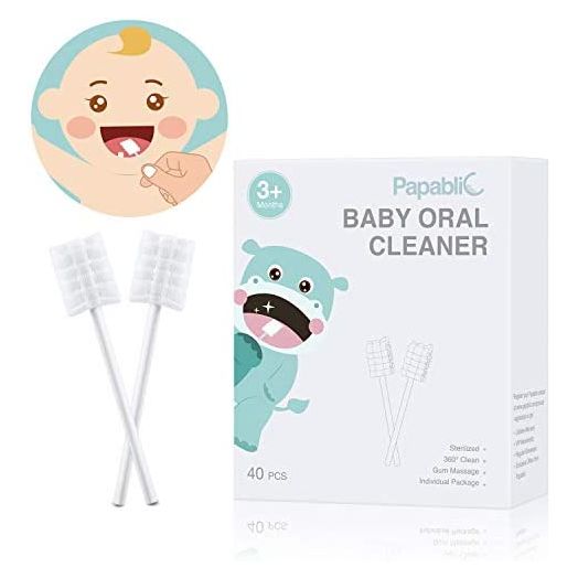 [40-Pack] Papablic Baby Tongue Cleaner, Upgrade Gum Cleaner with Paper Handle for Babies and Infants Ages 0-2 Years