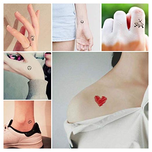 Everjoy 180+ Tiny Cute Patterns Temporary Tattoos, 30 Pcs