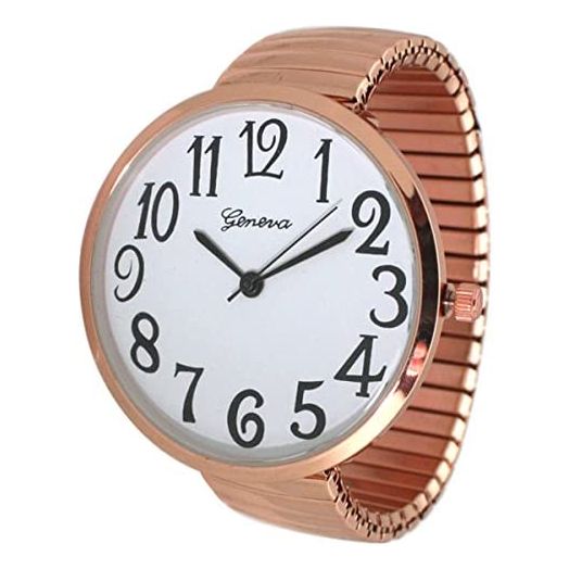 Geneva Super Large Stretch Watch Clear Number Easy Read (Rose Gold)