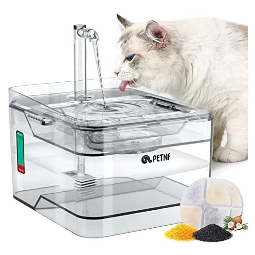 PETNF Cat Water Fountain,2021 Upgraded Pet Water Fountain 101oz/3L Dog Cat Water Dispenser, Smart Pump with LED Light,Ultra Quiet Automatic Cat Drinking Fountains with 2 Filters,3 Water Flow Settings
