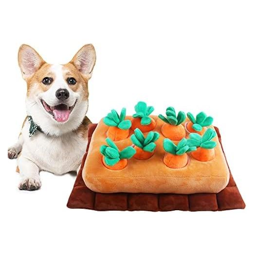 Pet Snuffle Mat for Dogs,Stuffed Carrot Plush Feeding Mat,Pet Foraging mat for Smell Training and Slow Eating,Stress Relief,Dog Puzzle Toys for Small Medium Dogs with 8 Carrots