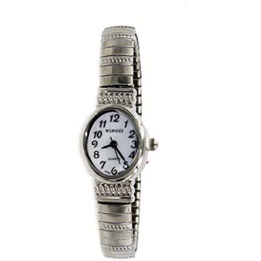 Ladies Classic Dainty Oval Case Stretch Band Watch