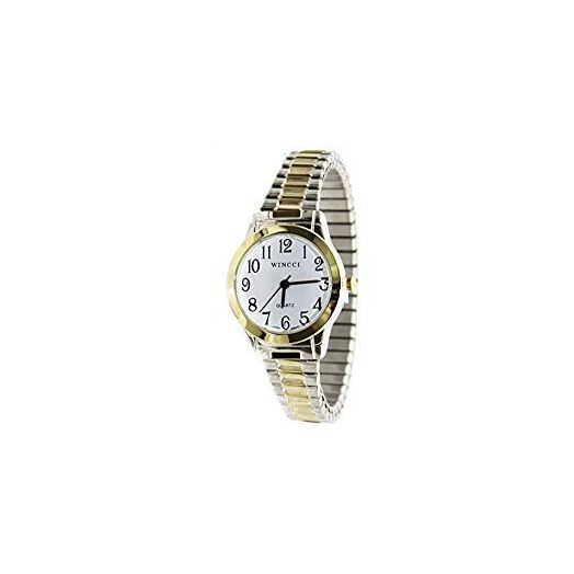 Women Classic Stretch Band Easy to Read Watch(Doesn't Fit Small Wrist) (Two Tone)