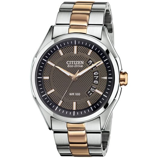 Citizen Eco-Drive Weekender Quartz Mens Watch, Stainless Steel, Two-Tone (Model: AW1146-55H)