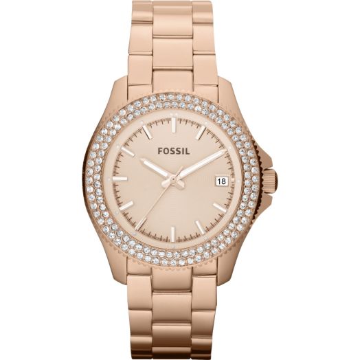 Fossil Women's AM4454 Retro Traveler Rose Stainless Steel Watch