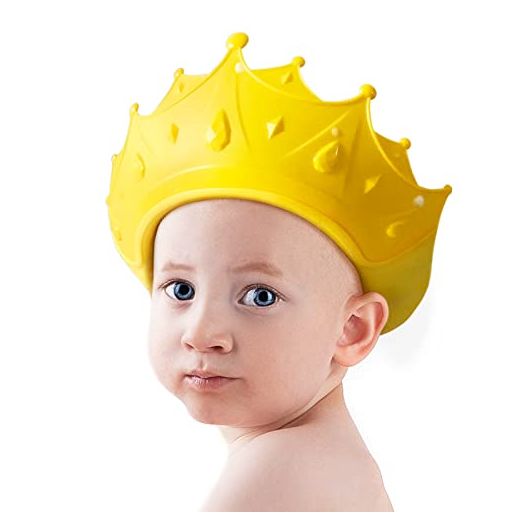 Baby Shower Cap Waterproof Shampoo hat for Children Toddler Girls Boys Protect ears eyes.Adjustable Silicone Bathing Crown.