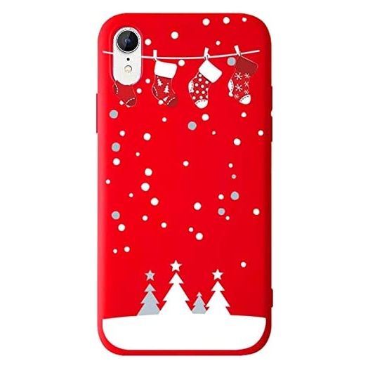 BLLQ iPhone XR Cover Case,Christmas Design Cute Soft Silicone Slim Fit Protect Case for iPhoneXR 6.1" [XR Red]