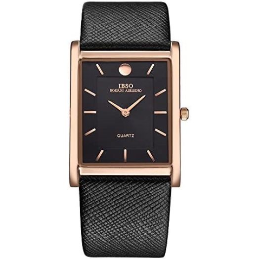 Men Watches 7MM Ultra-Thin Rectangle Dial Watch Classic Quartz Wristwatch