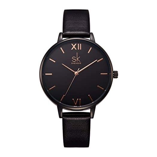 SHENGKE Women Watches Leather Band Luxury Quartz Watches Girls Ladies Wristwatch Relogio Feminino