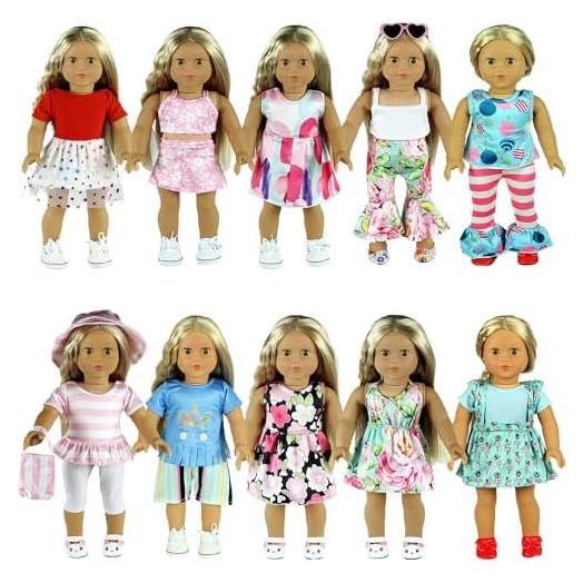 20 pcs 18 inch Doll Clothes and Accessories for American 18 inch Girl Doll Clothes Gift Including 10 Complete Sets of Clothing