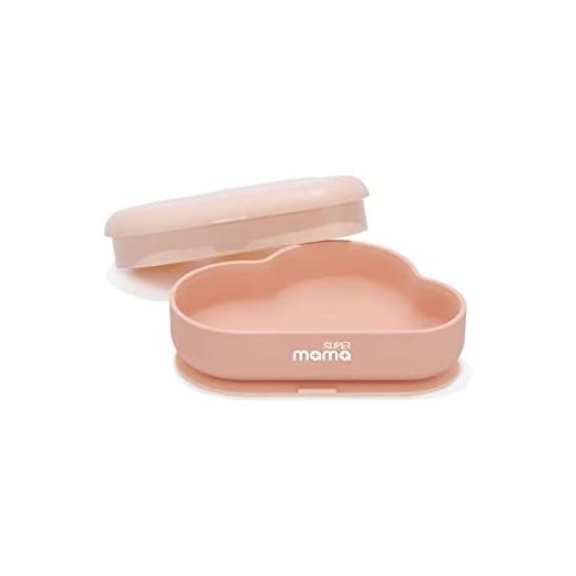 Supermama Silicone Suction Bowls for Baby(10oz), 2 in 1 Cloud-Like Baby Bowls with Lid, First Stage Feeding Silicone Toddler Bowls, BPA-Free, Dishwasher & Microwave Safe, Pink