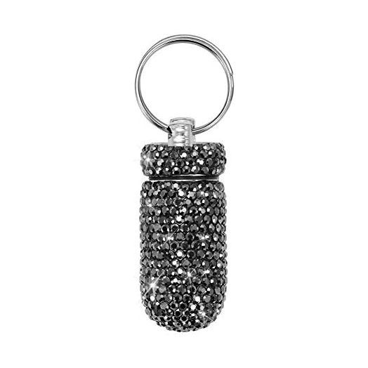 Portable Pill Case Pill Container Waterproof Pill Holder with Keychain Bling Pill Box Medicine Dispenser