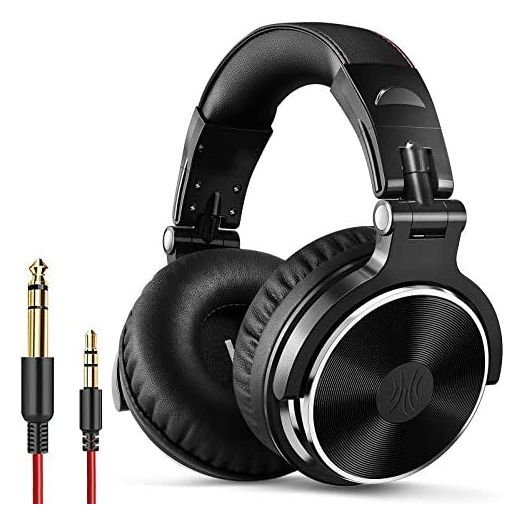 OneOdio Wired Over Ear Headphones Studio Monitor & Mixing DJ Stereo Headsets with 50mm Neodymium Drivers and 1/4 to 3.5mm Audio Jack for AMP Computer Recording Phone Piano Guitar Laptop - Black