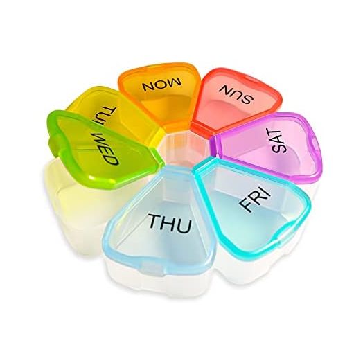 Pill Organizer, Weekly Pill Organizer, Pill Box, Medicine Organizer, Pill Case, Pill Container, Pill Box 7 Day, Pill Holder, Travel Pill Case (Colorful)